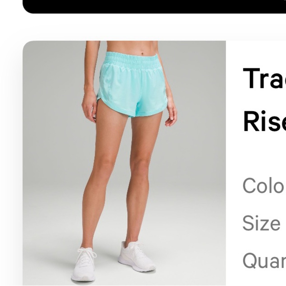 lululemon high rise track that short size 8, 3 inch inseam